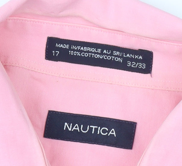 Nautica Men's Pink Long Sleeve Cotton Shirt Size 17
