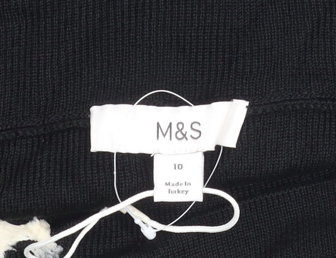 Marks and Spencer Women's Black Knit Top, Size 10