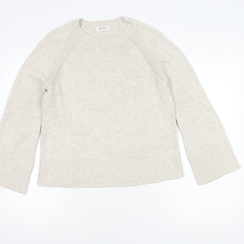 Fat Face Women's Ivory Crew Neck Wool Jumper Size 10
