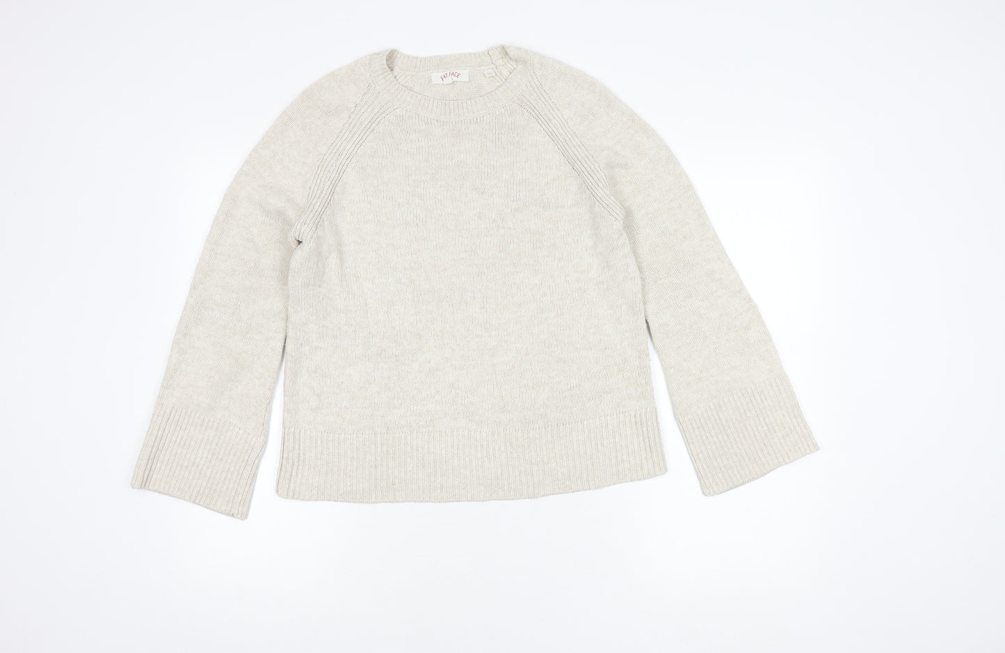 Fat Face Women's Ivory Crew Neck Wool Jumper Size 10