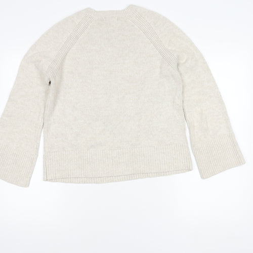Fat Face Women's Ivory Crew Neck Wool Jumper Size 10