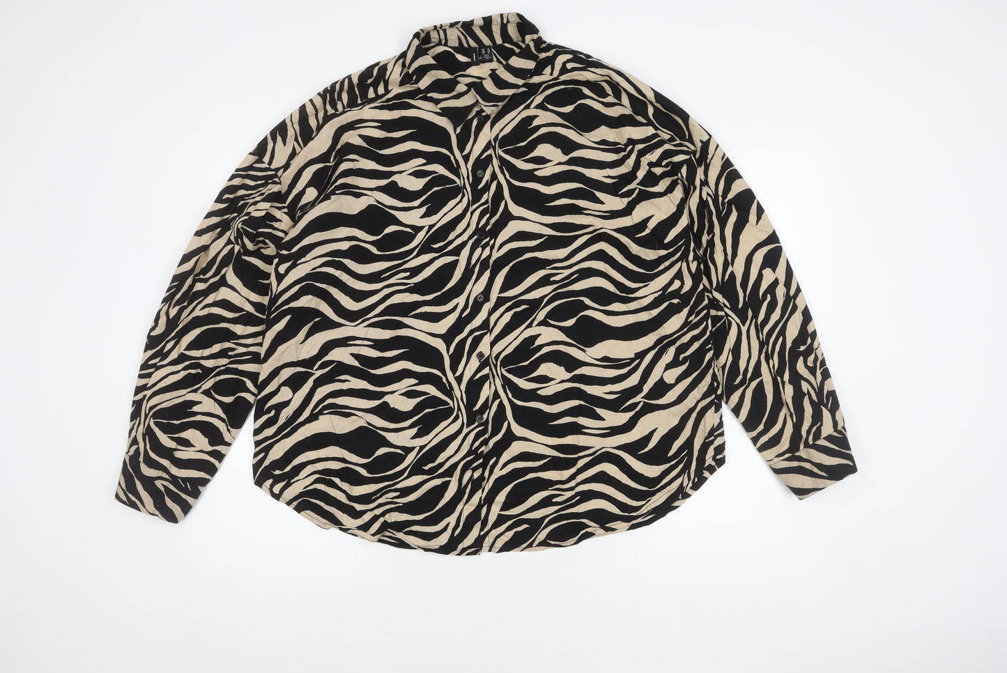 Vero Moda Women's Black Animal Print Button-Up Shirt XL