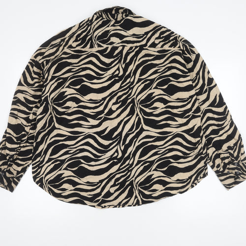 Vero Moda Women's Black Animal Print Button-Up Shirt XL