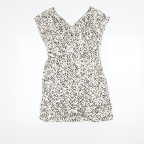 Joules Women Polka Dot Shift Dress Size 8 White Cotton