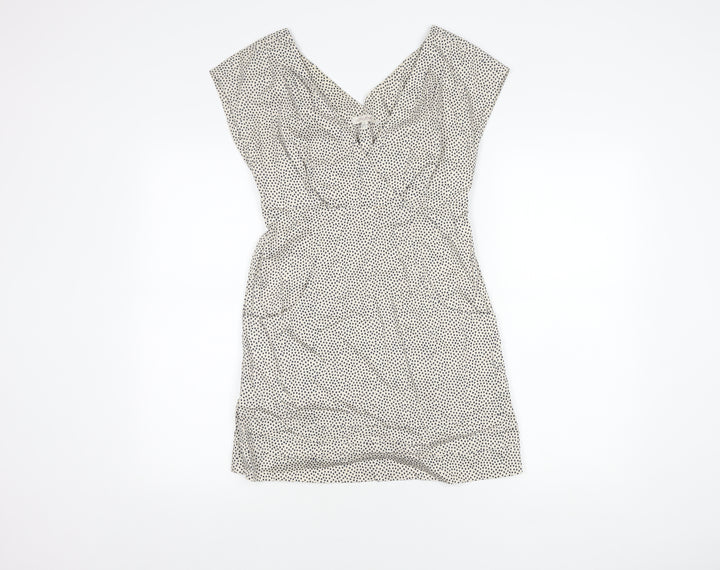 Joules Women Polka Dot Shift Dress Size 8 White Cotton