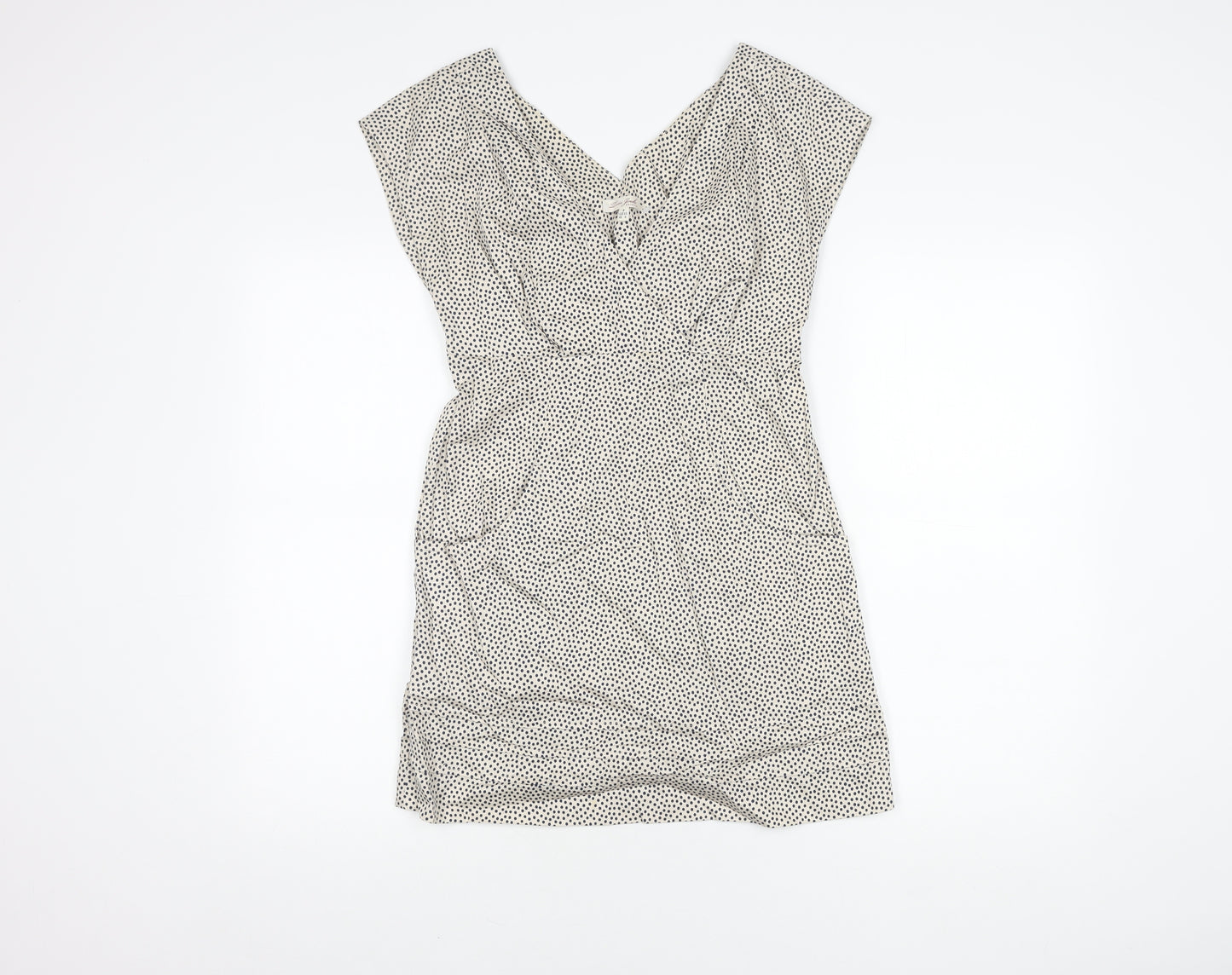 Joules Women Polka Dot Shift Dress Size 8 White Cotton