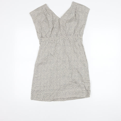 Joules Women Polka Dot Shift Dress Size 8 White Cotton