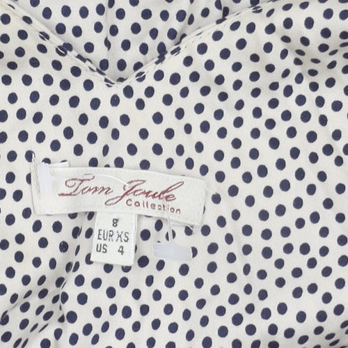 Joules Women Polka Dot Shift Dress Size 8 White Cotton