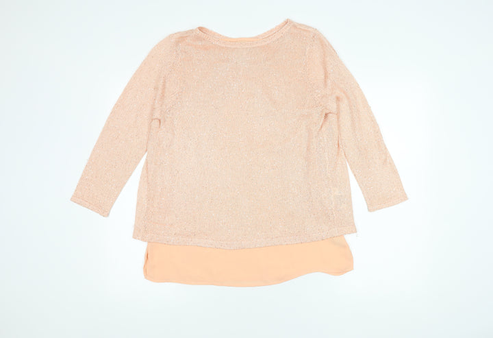 Monsoon Women's Peach Sequin 3/4 Sleeve Top Size 14