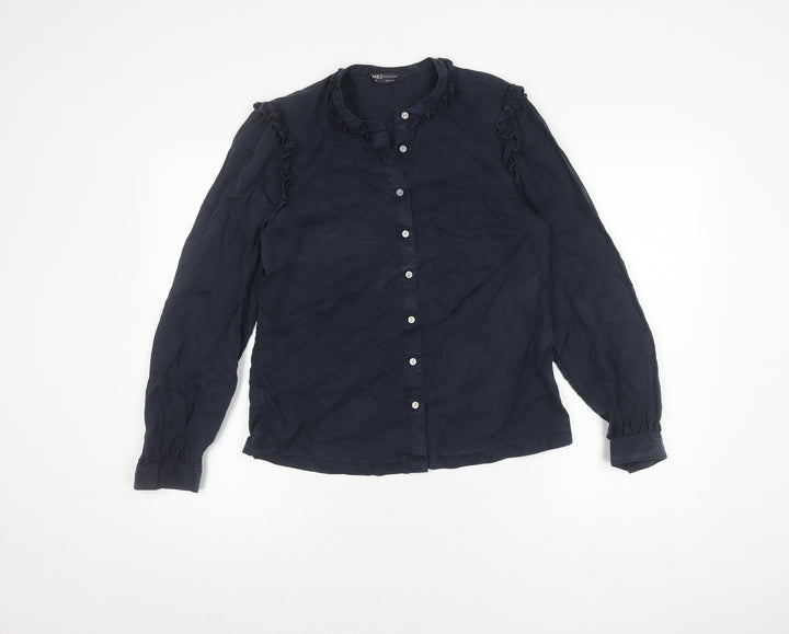 Marks and Spencer Women's Blue Button-Up Shirt Size 10
