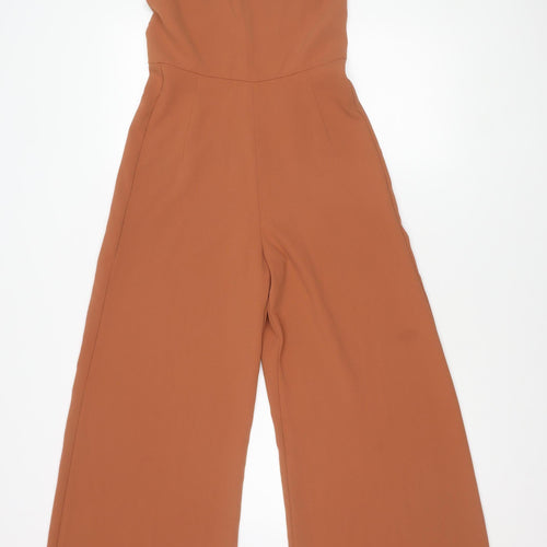 Zara Women Brown Jumpsuit XS Wide-Leg Sweetheart