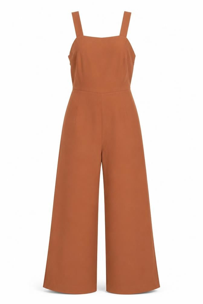 Zara Women Brown Jumpsuit XS Wide-Leg Sweetheart