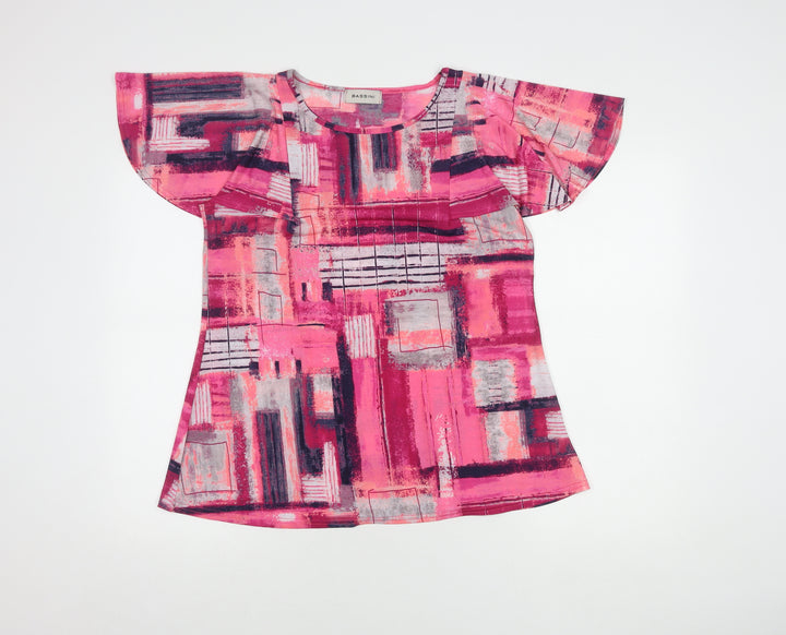 Bassini Women's Pink Geometric Size 14 Top