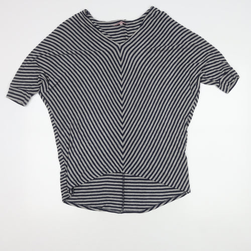 Phase Eight Blue Striped Top, Size 12, V-Neck, Women's
