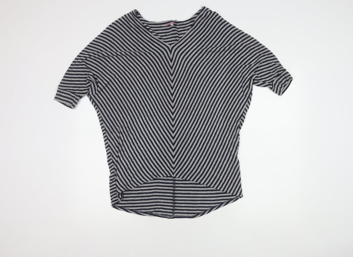 Phase Eight Blue Striped Top, Size 12, V-Neck, Women's