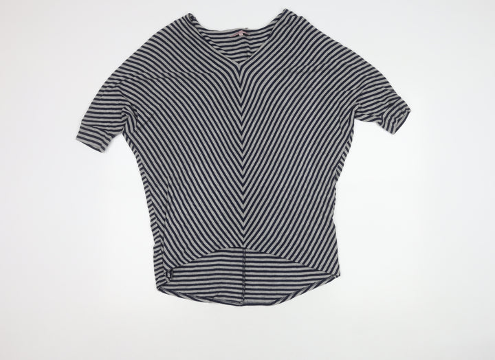 Phase Eight Blue Striped Top, Size 12, V-Neck, Women's