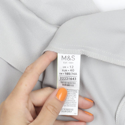 Marks and Spencer Women's Grey Polyester Skirt Size 12