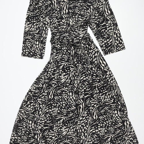 Oasis Women's Black XL Animal Print Dress