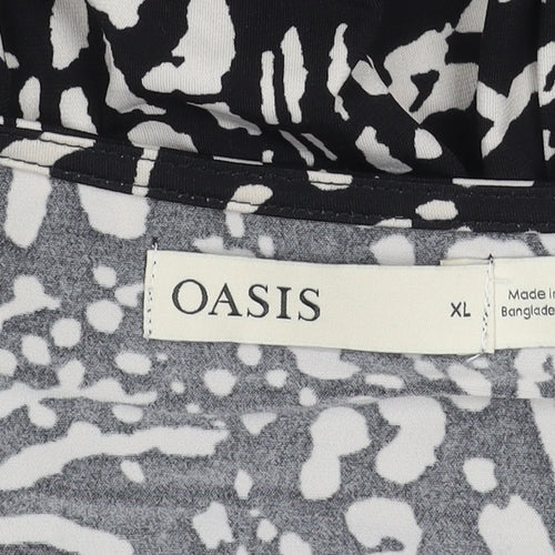 Oasis Women's Black XL Animal Print Dress