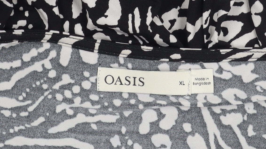 Oasis Women's Black XL Animal Print Dress