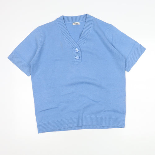Damart Women's Blue Henley Knit Jumper Size L