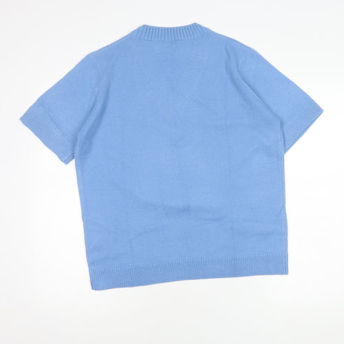 Damart Women's Blue Henley Knit Jumper Size L
