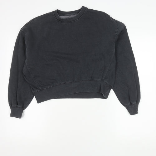 Zara Girls Black Sweatshirt 13-14 Years Cozy Crew Neck