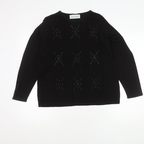 Jan Eva Women's Black Cable-Knit Jumper L