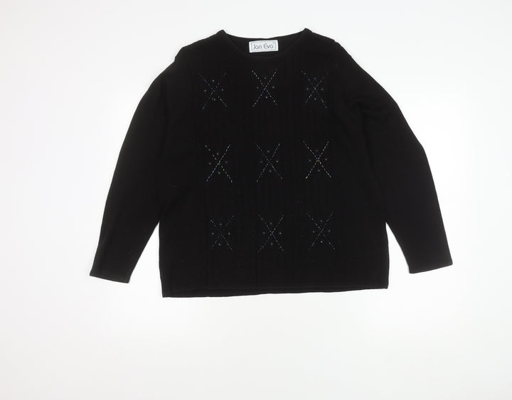 Jan Eva Women's Black Cable-Knit Jumper L