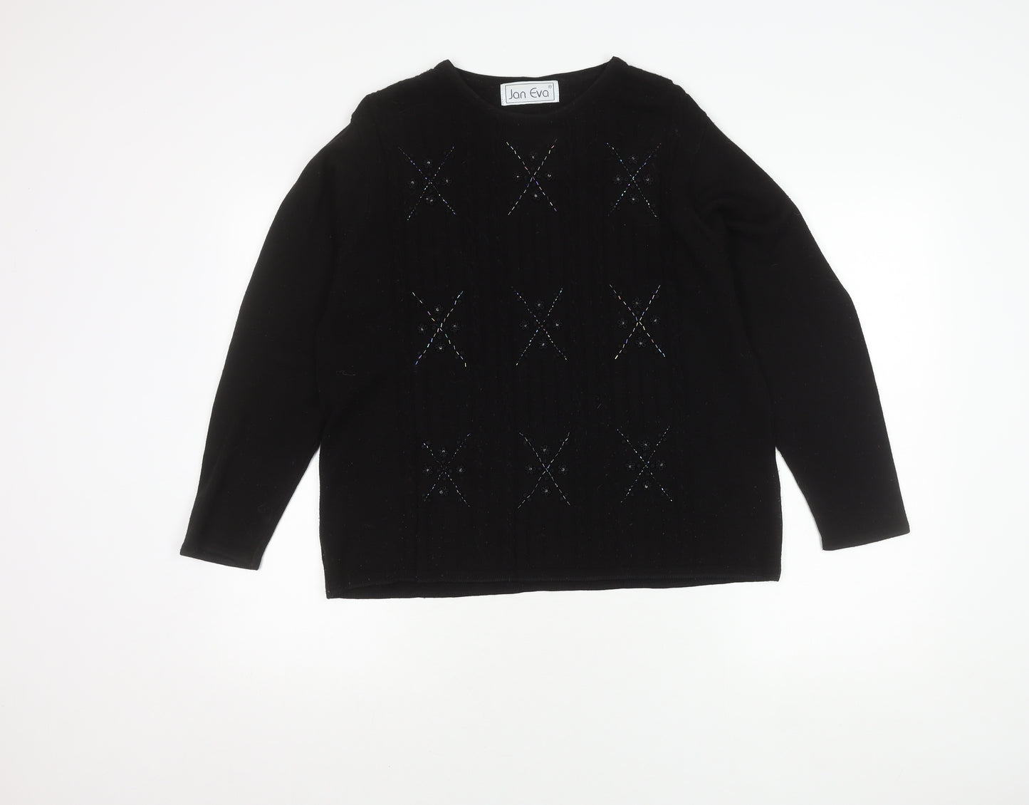 Jan Eva Women's Black Cable-Knit Jumper L