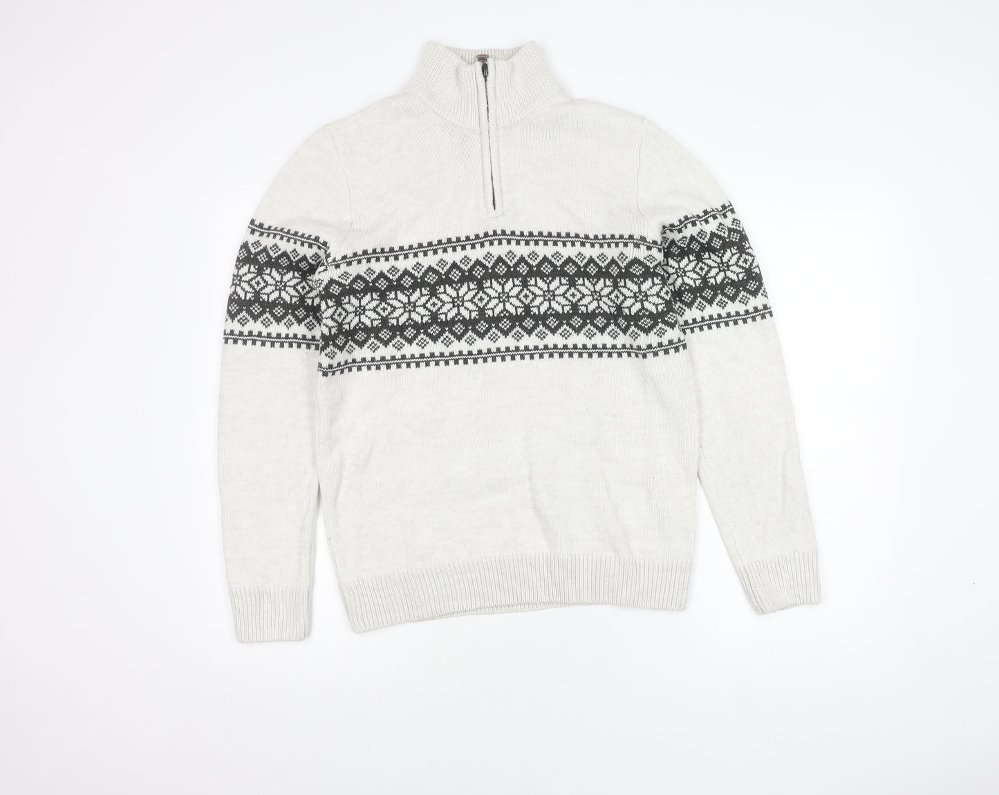 Kensington Eastside Men's White Fair Isle Jumper S
