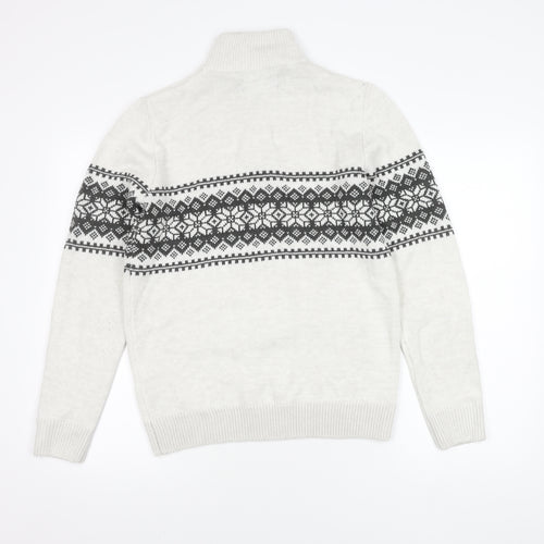 Kensington Eastside Men's White Fair Isle Jumper S