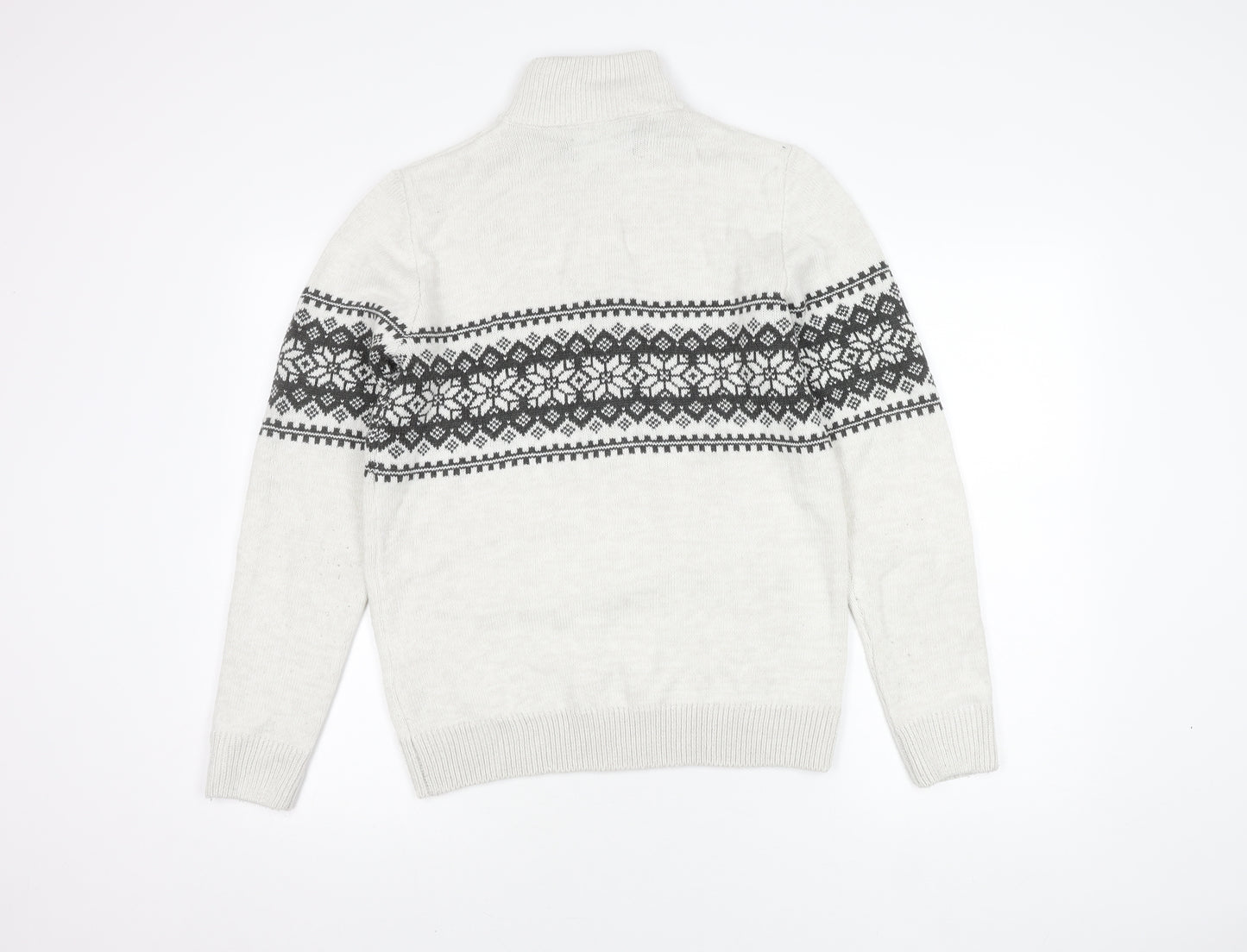 Kensington Eastside Men's White Fair Isle Jumper S