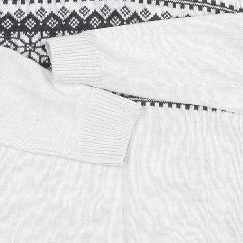 Kensington Eastside Men's White Fair Isle Jumper S