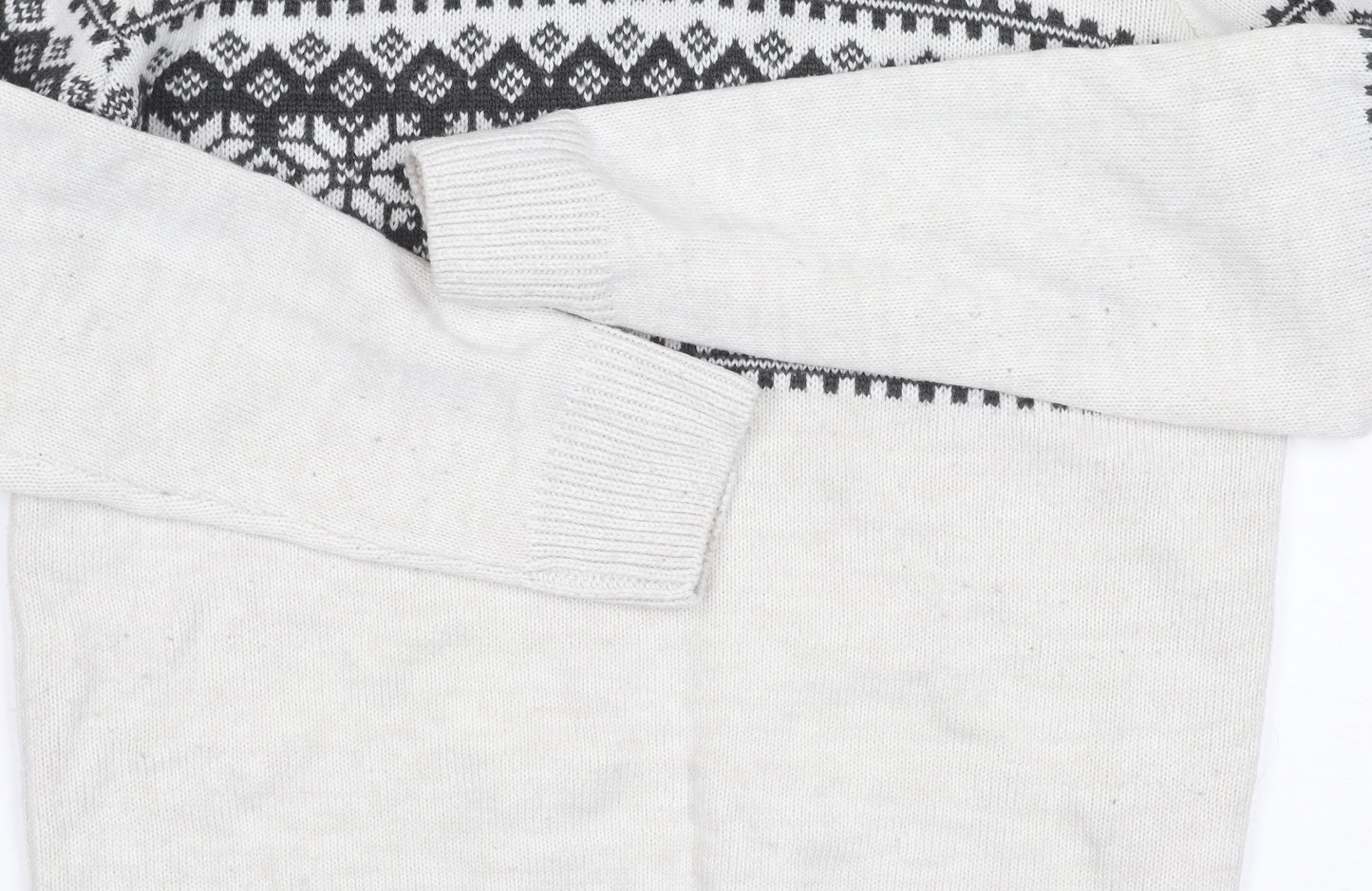 Kensington Eastside Men's White Fair Isle Jumper S