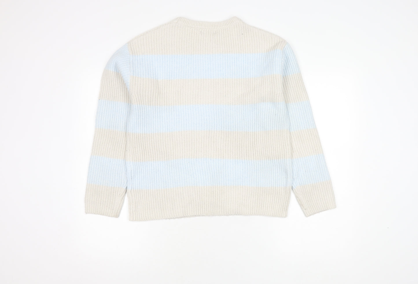 Marks and Spencer Women Beige Blue Striped Pullover Jumper