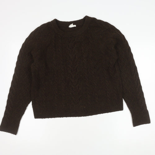 H&M Men's Brown Cable-Knit Pullover - Size M