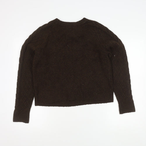 H&M Men's Brown Cable-Knit Pullover - Size M