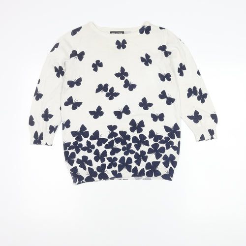 Debenhams Women's White Pullover Butterfly Jumper Size 12