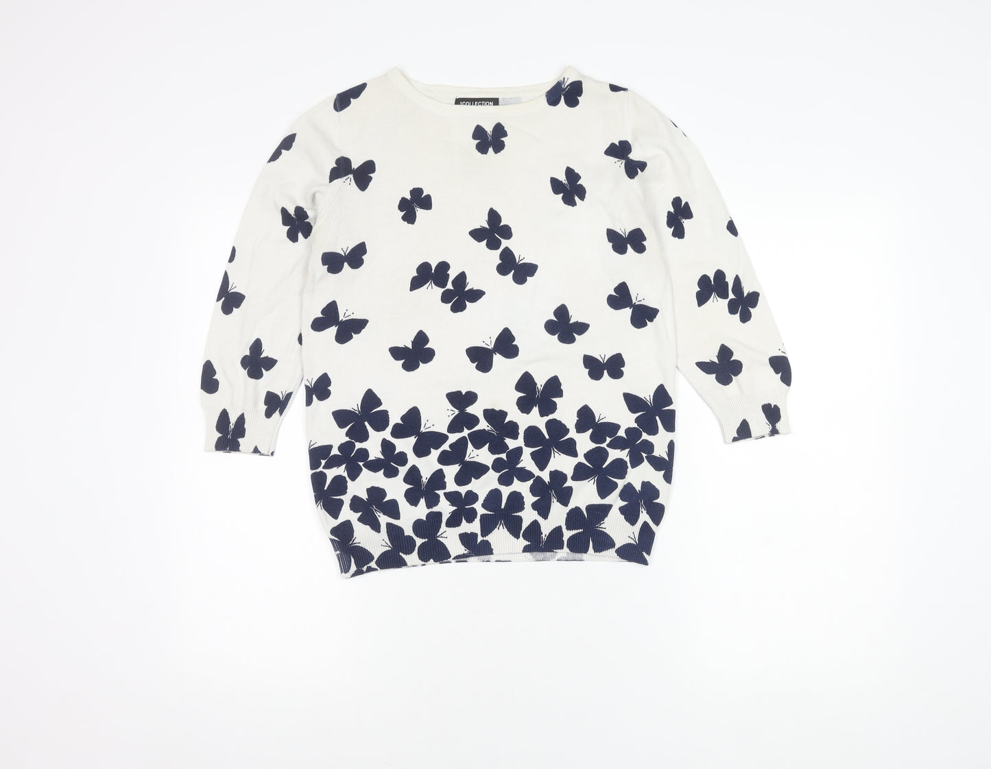 Debenhams Women's White Pullover Butterfly Jumper Size 12