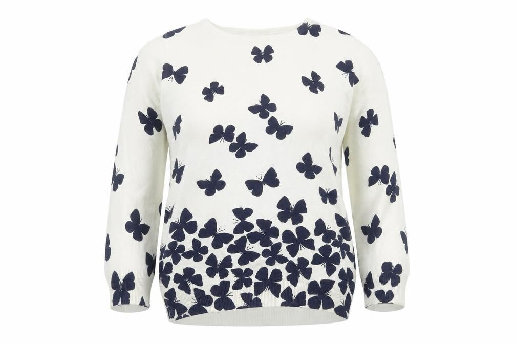 Debenhams Women's White Pullover Butterfly Jumper Size 12