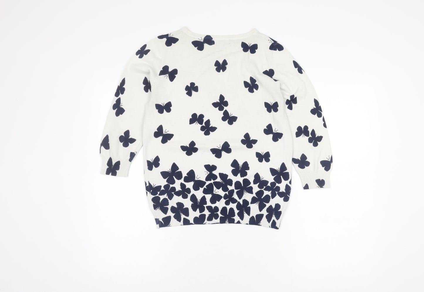 Debenhams Women's White Pullover Butterfly Jumper Size 12