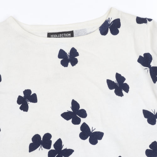 Debenhams Women's White Pullover Butterfly Jumper Size 12