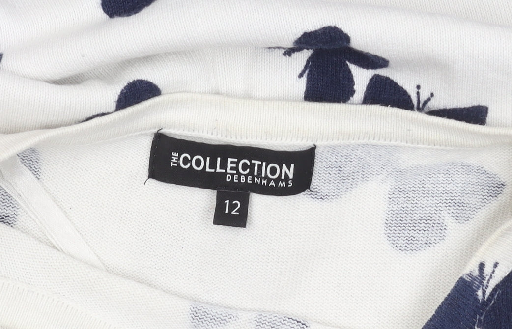Debenhams Women's White Pullover Butterfly Jumper Size 12