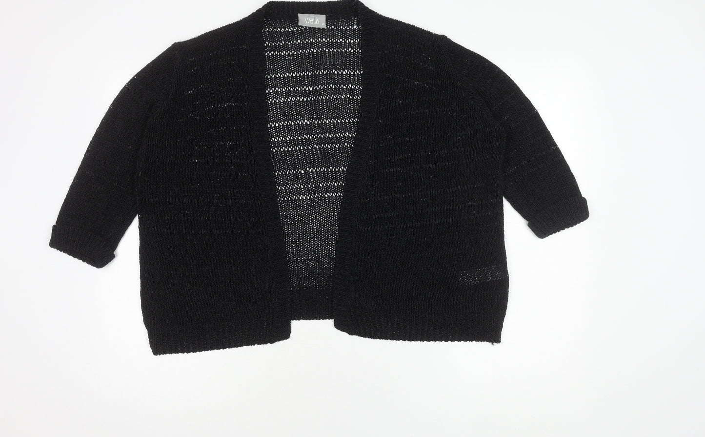 Wallis Women's Black Open Front Cardigan, Size M, Open Knit Style
