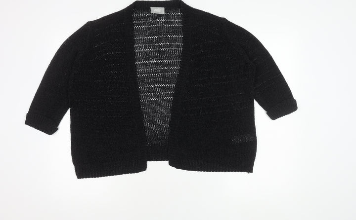 Wallis Women's Black Open Front Cardigan, Size M, Open Knit Style