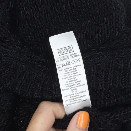 Wallis Women's Black Open Front Cardigan, Size M, Open Knit Style