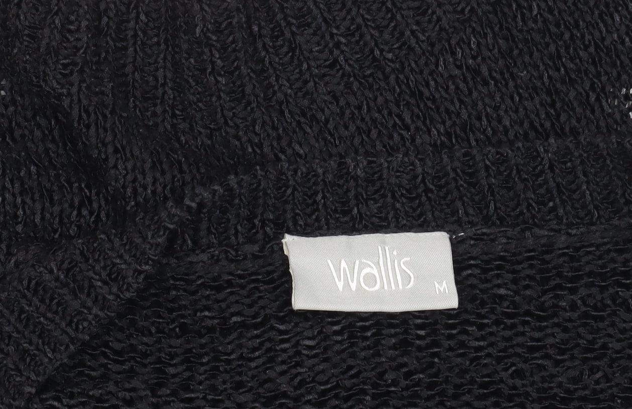 Wallis Women's Black Open Front Cardigan, Size M, Open Knit Style