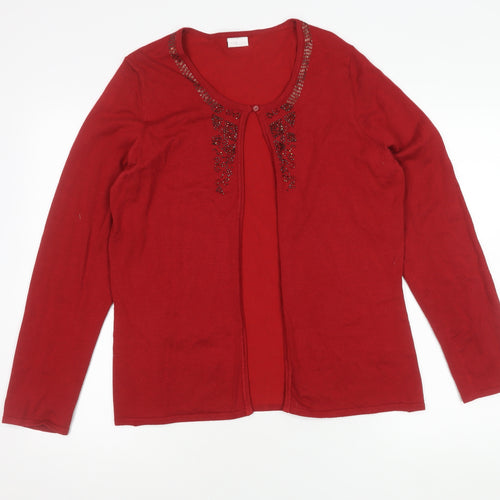 Twiggy Women's Red Cardigan, Size 16, Round Neck