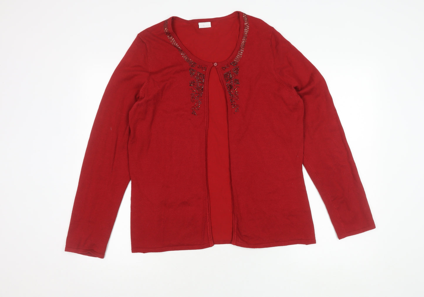 Twiggy Women's Red Cardigan, Size 16, Round Neck